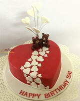 Red Hearts & Teddies Birthday Cake