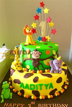 Happy Birthday Animal Theme Aaditya Cake