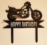 Motorbike Happy Birthday Topper - Black