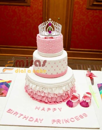 Beautiful Birthday 3 Tier Tiara Cake