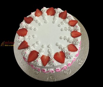 Fresh Strawberry Cream Birthday Cake