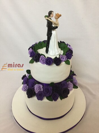 Purple Flowers theme Wedding Cake