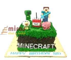 Birthday Cream Cake-Minecraft theme