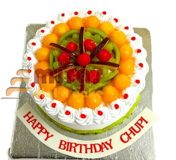 Colorful Fresh fruit Cream cake for Birthday