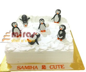 Playful  Penguin Birthday Cake