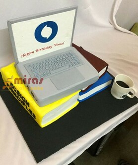 Laptop and Books  Birthday Cake