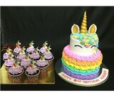 Rainbow Unicorn  Desert Table (2 kg cake , 10 Doll Cupcakes, 10 swirl Cupcakes) )  (1)