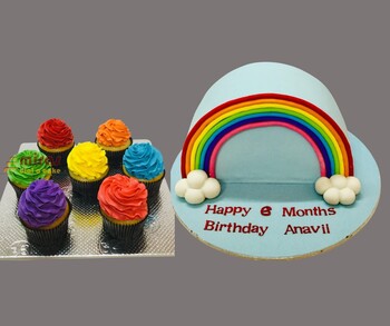 Rainbow Desert Table (1 kg cake, 7 cupcakes)