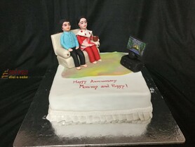 Anniversary Cake Mom and Dad with TV