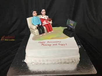 Anniversary Cake Mom and Dad with TV