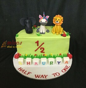 Half Birthday Animals theme Cake