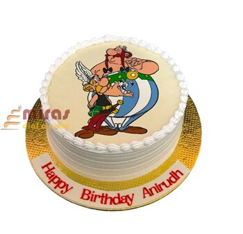 Fresh Cream Asterix theme Birthday Cake