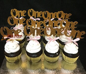 Golden 1st Birthday Cupcakes ( 10 cupcakes)