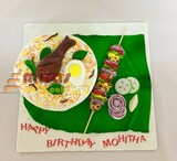 Birthday Cake Biryani with tikka cake
