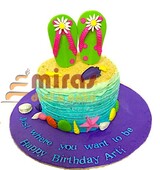 Beach theme Birthday Cream Cake