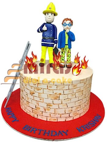 Krishav's Fireman Cream cake for Birthday