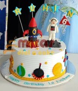 Fresh Cream Space theme Birthday Cake