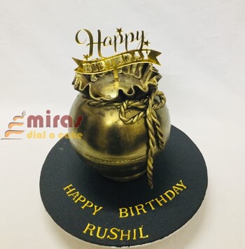 Dark and Gold Pinata Birthday Cake