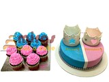 Prince or Princess Baby Shower Dessert Table ( 1.5 kg cake & 10 Cupcakes )