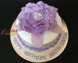 Purple Flower Birthday Cream Cake