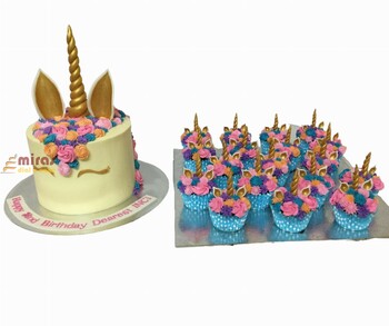 Buttercream Unicorn  Birthday Dessert Table ( 1.5 kg cake, 12 cupcakes )