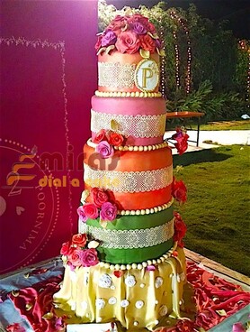 5 Tier Ethnic Dress Wedding Cake
