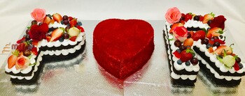 P loves R  Monogram  Anniversary Cake