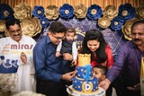 Custom Birthday Cake Royal blue & gold