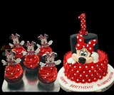 Minnie Mouse  theme  Cake and Cupcakes