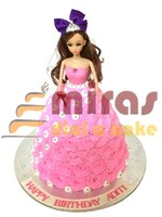 Pretty Barbie Cream Birthday Cake