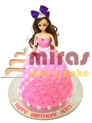 Pretty Barbie Cream Birthday Cake