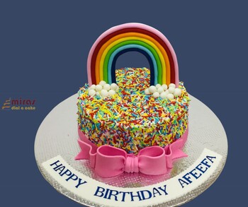 Sprinkled Rainbow Birthday Cake