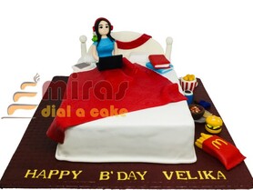 Busy Munching Bed Theme Birthday Cake