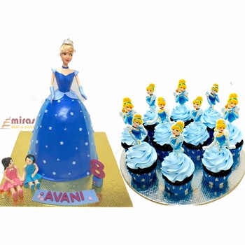 Cinderella theme Dessert Table Cake (1.5 kg cake, 10 cupcakes )