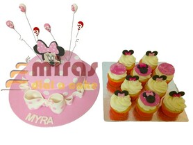 Minnie Mouse  Birthday Dessert Table ( 1 kg cake, 10 cupcakes )