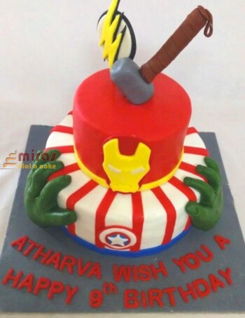 Iron Man ,Hulk, Thor Birthday cake