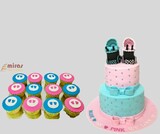 Baby Shower Twins  Dessert Table Cake (2 kg cake, 12 cupcakes )