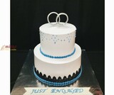 Blue and White Engagement Cake