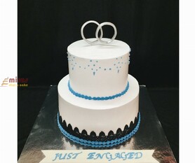 Blue and White Engagement Cake