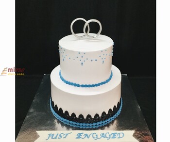 Blue and White Engagement Cake