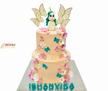 Butterflies and Unicorn Birthday Cake