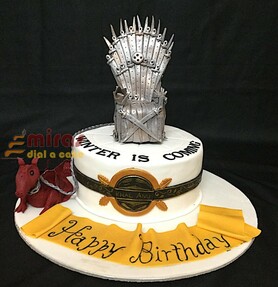 GOT Throne & Dragon Birthday Cake