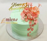 Fresh Cream Floral Anniversary Cake