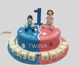 Half and Half  1st Birthday Cake