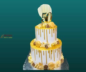 Happy Golden 50th Birthday Cake