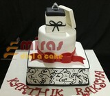 Black and White Engagement Ring cake