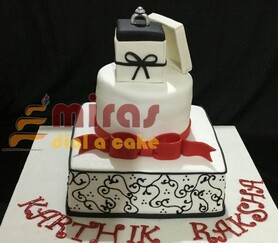 Black and White Engagement Ring cake