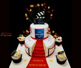 Red Carpet Movie Birthday Cake  with 4 cupcakes