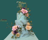 Blue Floral Wedding Cake