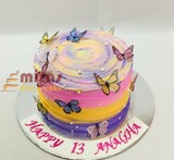 Multicolour Butterflies Fresh Cream Birthday Cake